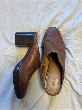 Frye Brown Leather Mule Clogs